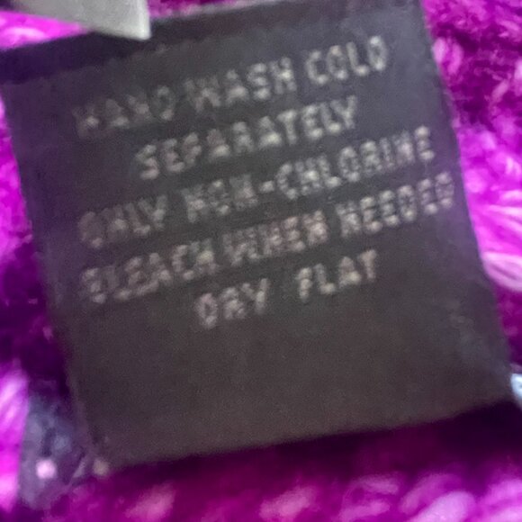 Steve Madden Purple Ribbed Knit Pom Beanie Hat with Faux Fur Top | One Size - Picture 6 of 7